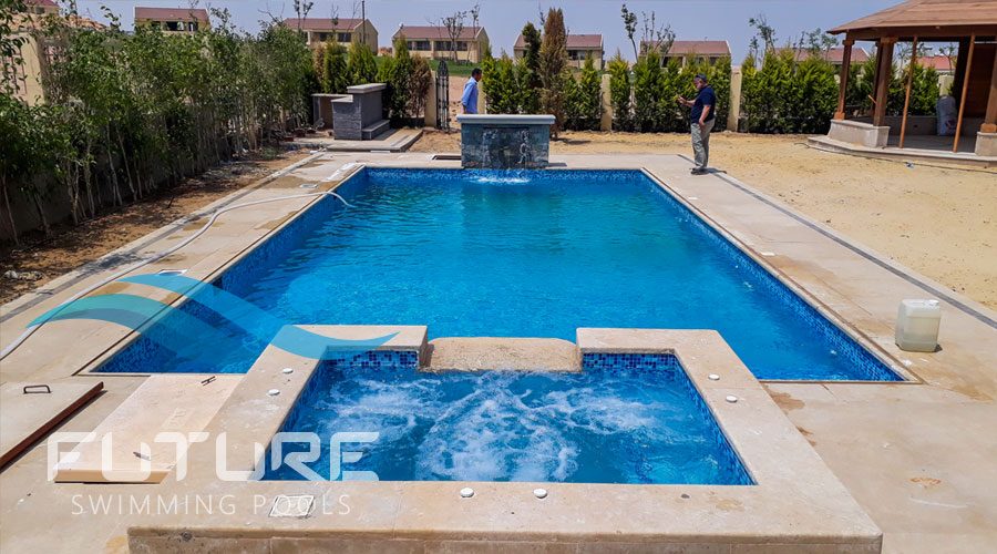 حمام سباحة سكيمر مع جاكوزي وشلال